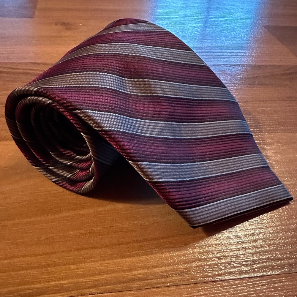 AXCESS striped classic preppy silk blend neck tie red, black, brown mens
